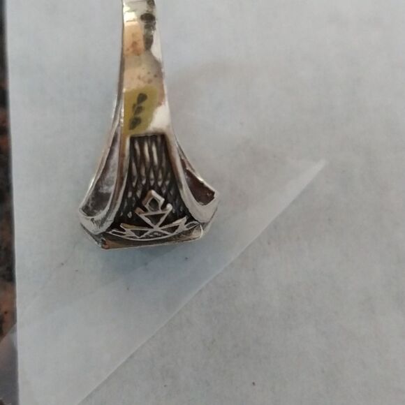 STERLING SILVER Hexagonal Turquoise Stone Ring....SIZE 10 - Picture 2 of 4